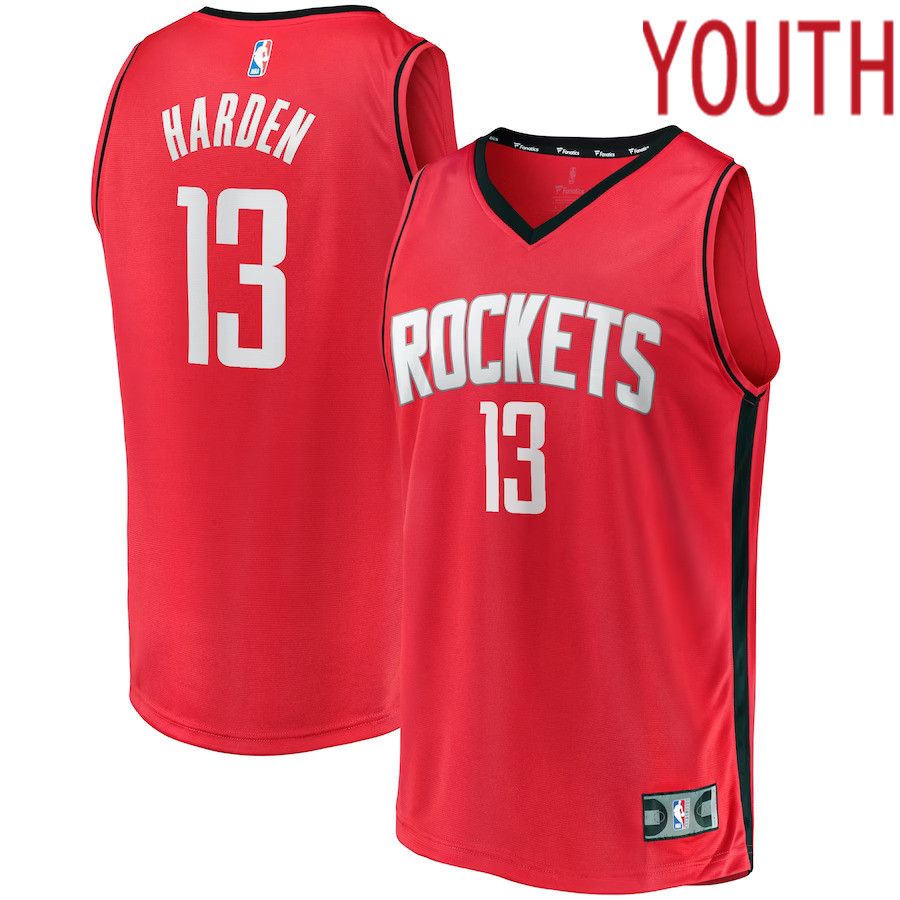Youth Houston Rockets #13 James Harden Fanatics Branded Red Fast Break Player Replica NBA Jersey